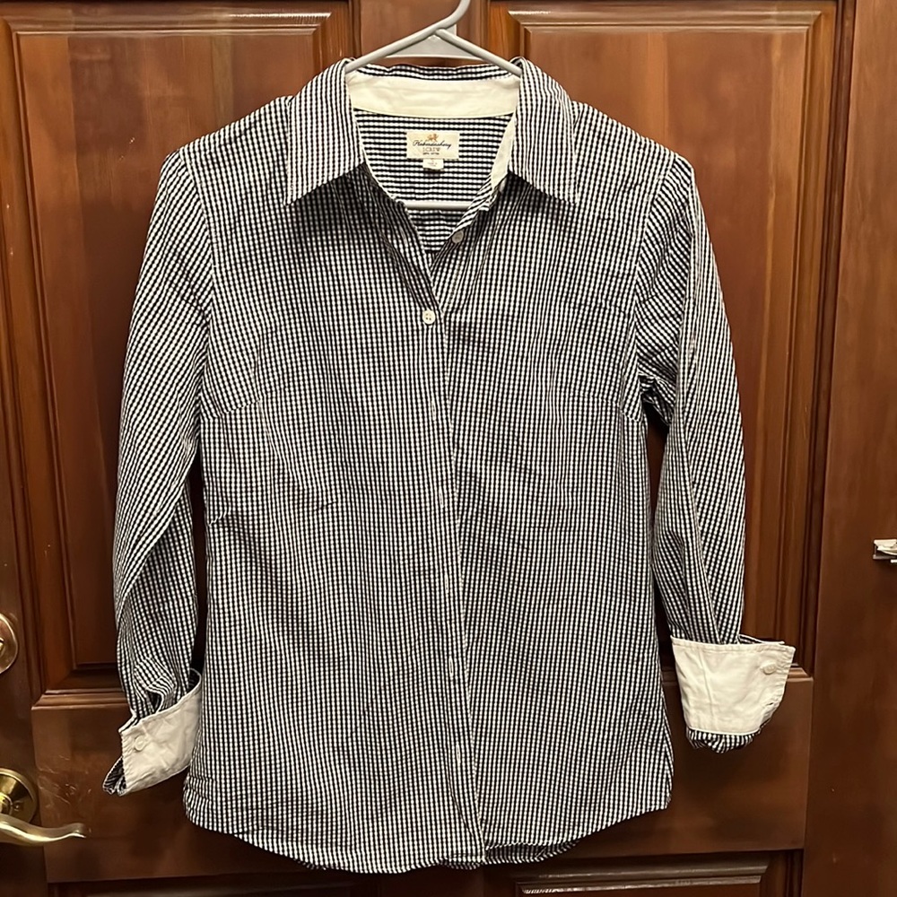 J crew long sleeve button up shirt (black and white) size small